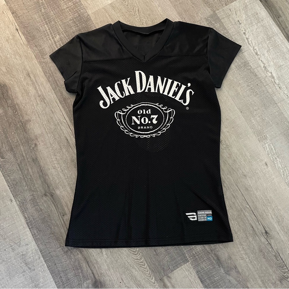 Game Gear Jack Daniels Whiskey V neck Old No 7 Mesh Black Jersey Adult Medium